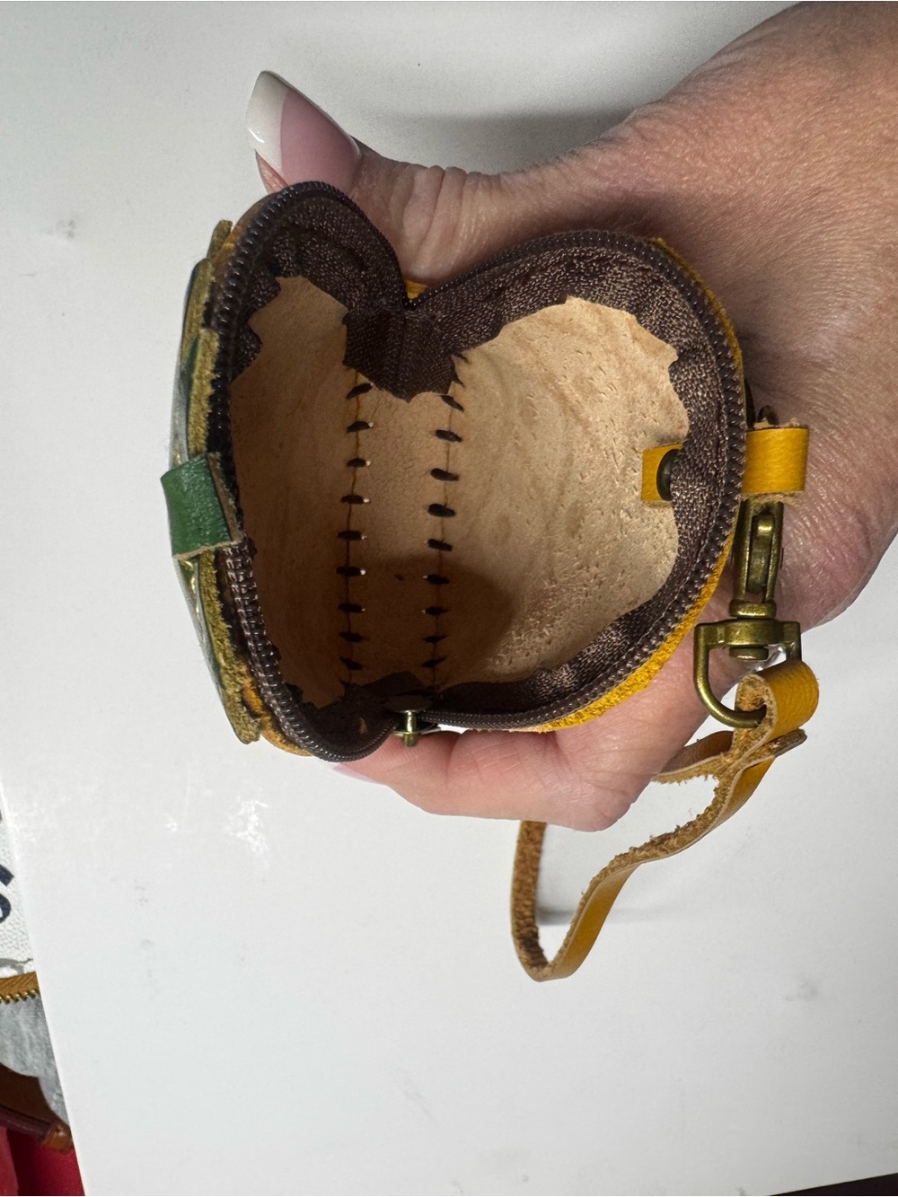 Pineapple Leather Wristlet Key & Card Holder - Yellow Green - Picture 3 of 3